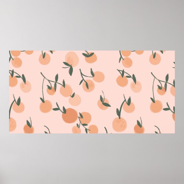 Poster Padrão uniforme de frutas laranja de aquarela (Frente)