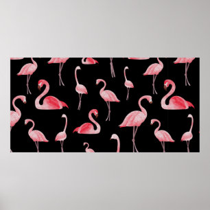 Poster padrão uniforme de vintage flamingos de cuta a pr
