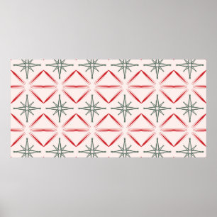 Poster Padrão uniforme do meio século de Natal retrô em v