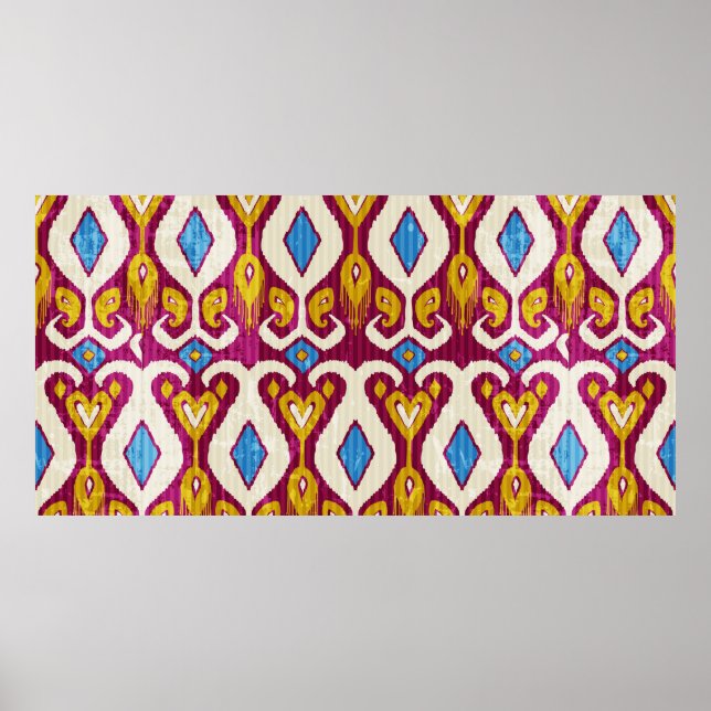 Poster Padrão uniforme do tecido ikat tradicional (Frente)