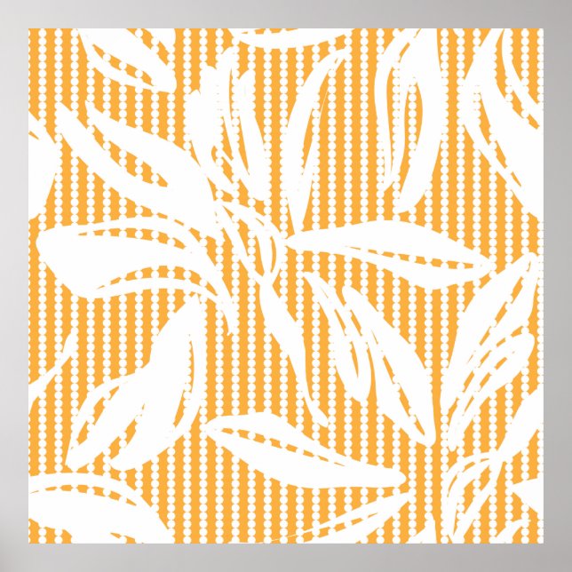 Poster Padrão uniforme Floral Laranja com fundo estriado (Frente)