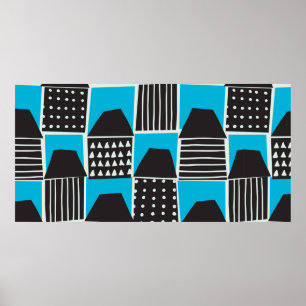 Poster Padrão uniforme moderno com casas a preto e b
