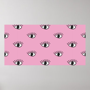 Poster Padrão uniforme moderno com olhos desenhados à m