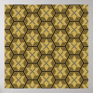 Poster Padrão uniforme moderno, cor dourada. Ba Geométric