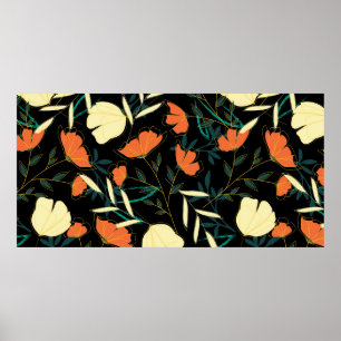 Poster Padrão uniforme original com lea tropical brilhant