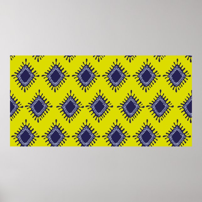 Poster padrão uniforme tribal do ikat na moda moderno (Frente)