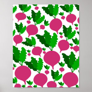 Poster padrão vegetal de rabanete