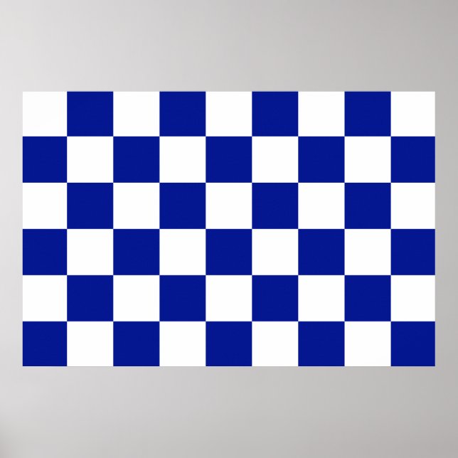 Póster Padrão Verificado Real Azul e Branco (Frente)