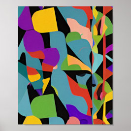 Poster Padrão vermelho azul abstrato de arte colorida