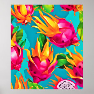 Poster Padrão Vibrante de Pitaya