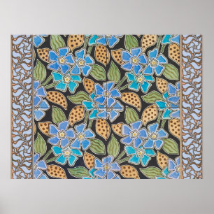 Poster Padrão Vinca das Flores Azuis