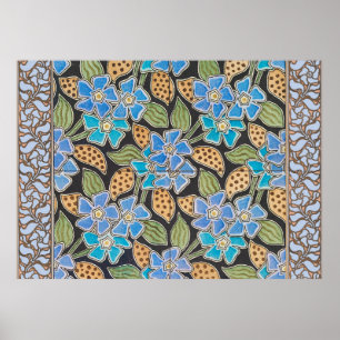 Poster Padrão Vinca das Flores Azuis
