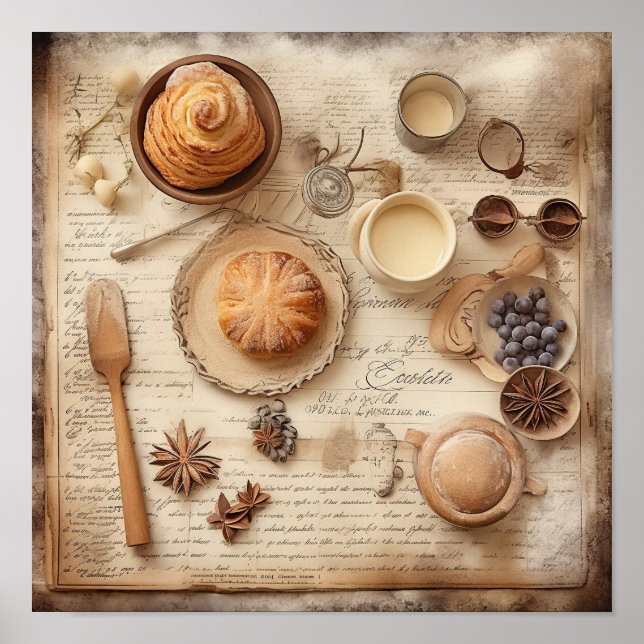 Poster Padrão Vintage Culinary Delights (Frente)
