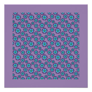 Póster Padrão Violet Blue Flowers