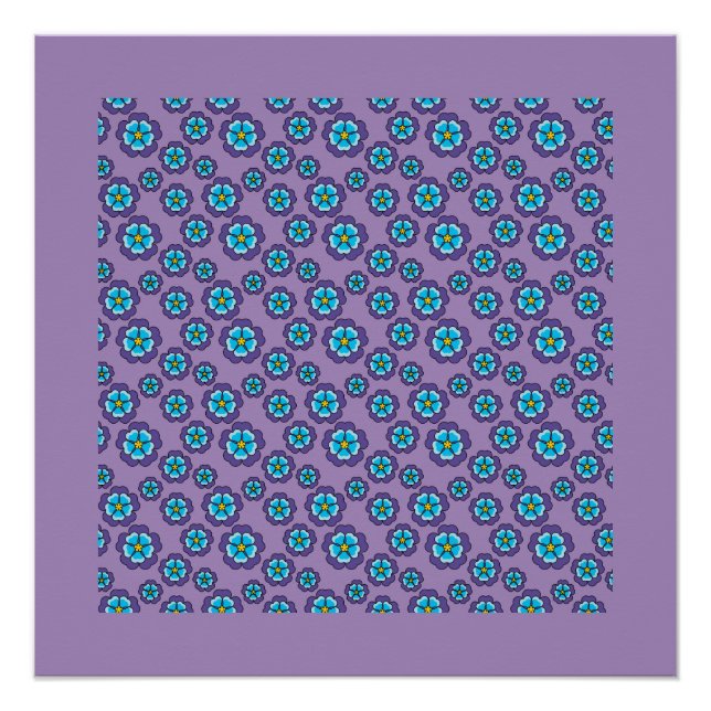Póster Padrão Violet Blue Flowers (Frente)