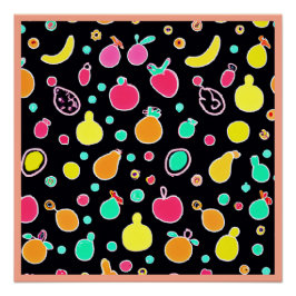 Póster Padrão Vívido Neon Fruitoso