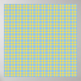 Poster Padrão Xadrez Azul Amarelo