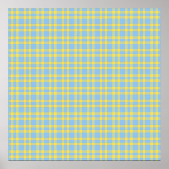 Poster Padrão Xadrez Azul Amarelo (Frente)