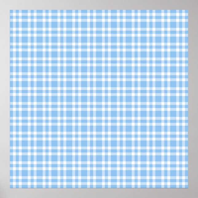 Poster Padrão Xadrez Azul Branco (Frente)