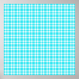 Poster Padrão Xadrez Azul Branco