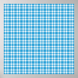 Poster Padrão Xadrez Azul Branco