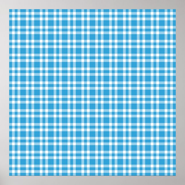 Poster Padrão Xadrez Azul Branco (Frente)