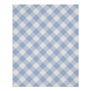 Póster Padrão Xadrez Azul Claro Estampa Xadrez Clássica