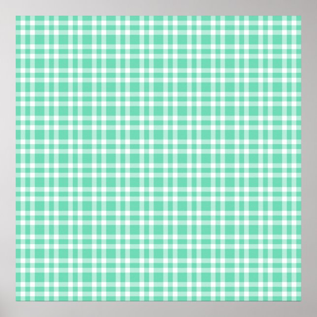 Poster Padrão Xadrez Branco Aquamarine (Frente)