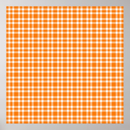 Poster Padrão Xadrez Laranja Branco