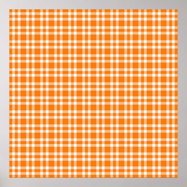 Poster Padrão Xadrez Laranja Branco (Frente)