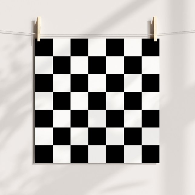 Póster Padrão Xadrez Preto e Branco (Black & White Checkered Pattern Poster)