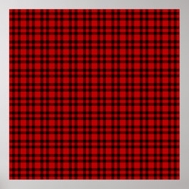 Poster Padrão Xadrez Preto Vermelho