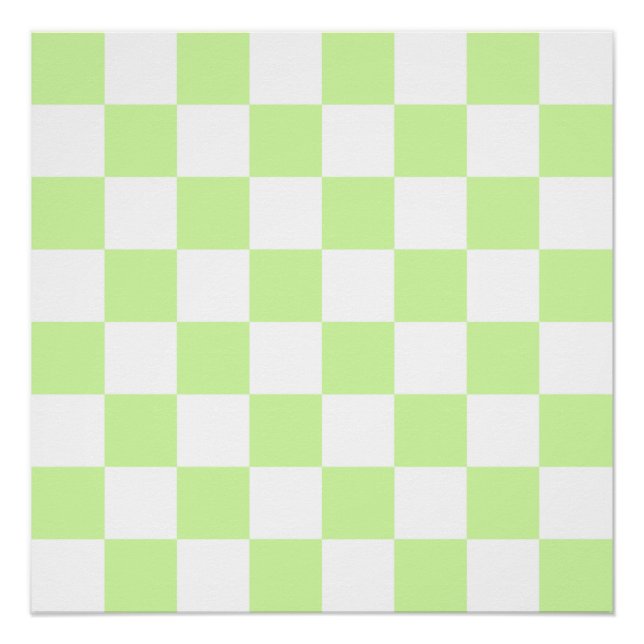 Póster Padrão Xadrez Verde Pastel Gingham (Frente)