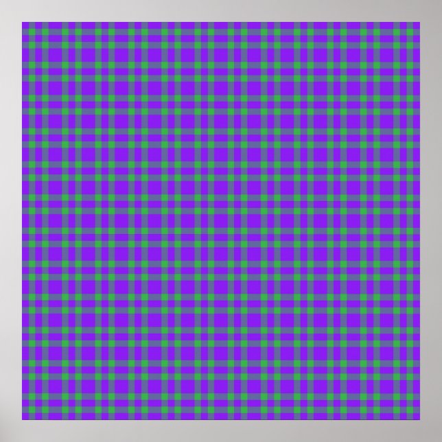 Poster Padrão Xadrez Verde Roxo (Frente)