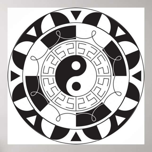 Póster Padrão Yin Yang Preto E Branco (Frente)