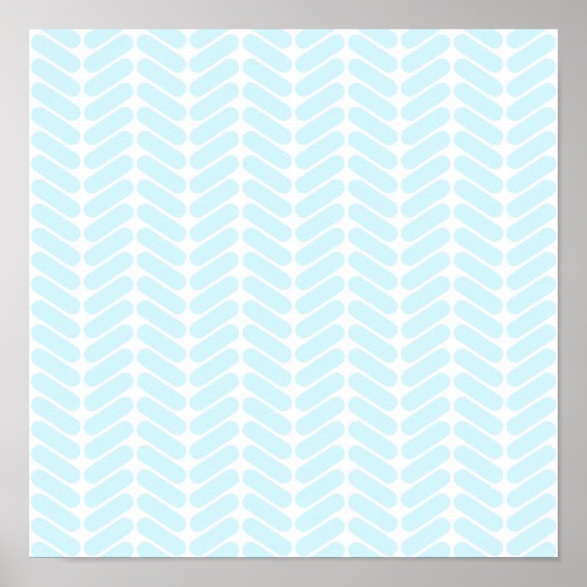 Póster Padrão Zigzag Azul Pastel inspirado em tricô. (Frente)