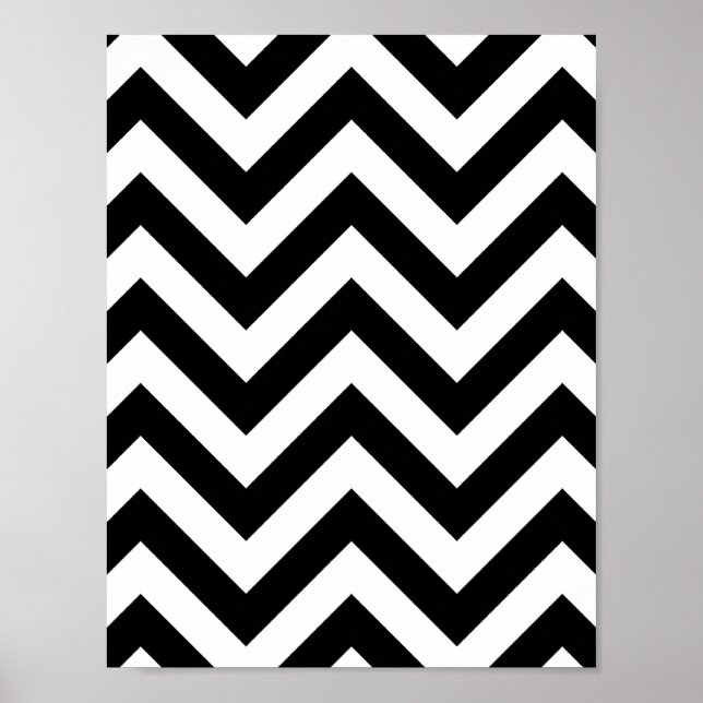 Poster Padrão Zigzag Chevron preto e branco (Frente)