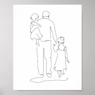 Poster Padre e Filhas Presente, Impressão, Prin Dia de os
