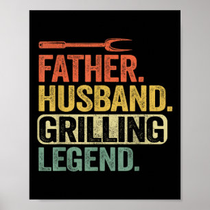 Poster Padre Husband Griling Legend Barbecue Engraçado Po