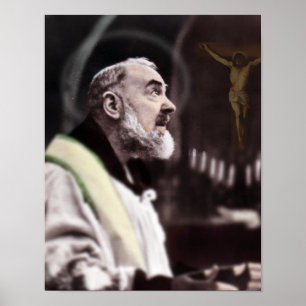 Póster Padre Pio da rua no Mass.