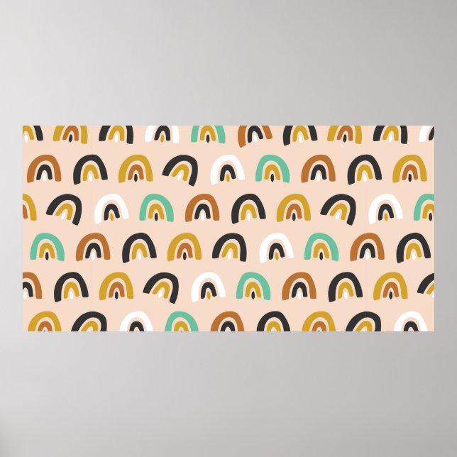 Poster Padrões De Arco Orgânico Cuto Stripes Sem Costura (Frente)