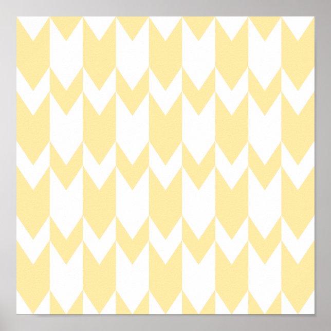 Póster Padrões de Chevron Amarelo e Branco do Pastel. (Frente)