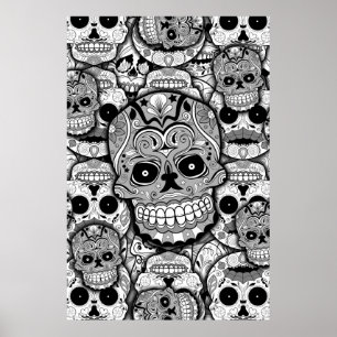 Poster Padrões de crânios de açúcar