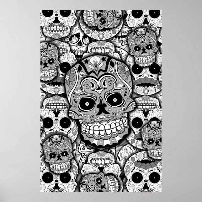 Poster Padrões de crânios de açúcar (Frente)
