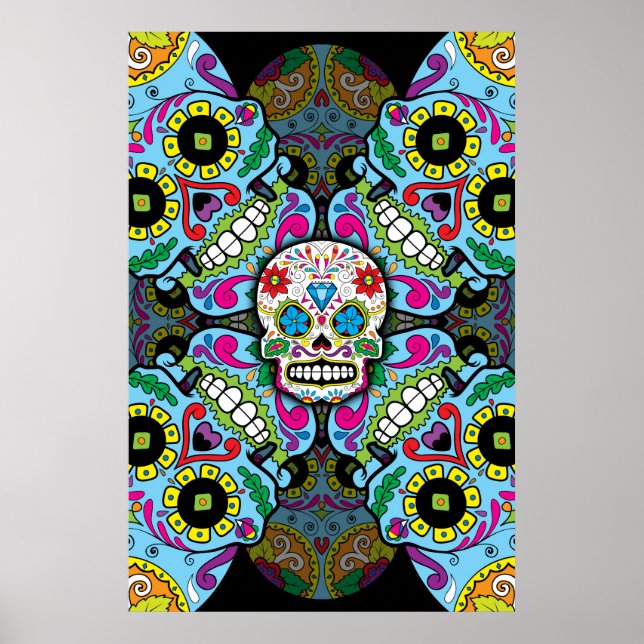 Poster Padrões de crânios de açúcar (Frente)