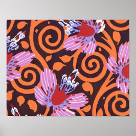 Poster Padrões de flores de vindima B Pequeno