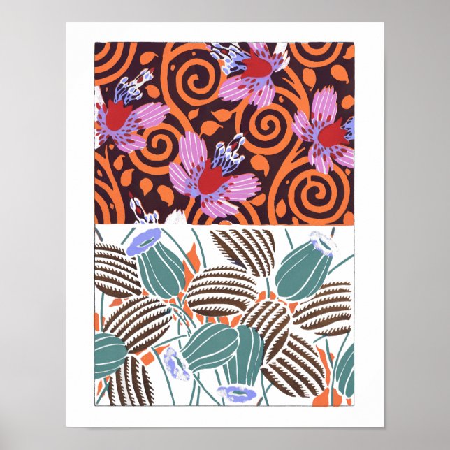 Poster Padrões de flores de vindima II Pequenas (Frente)