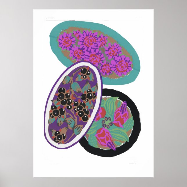 Poster Padrões de flores, elegante Art Nouveau (Frente)