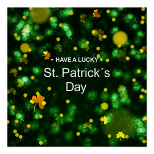 Póster Padrões de Lusura de Shamrock irlandês Lucky Green