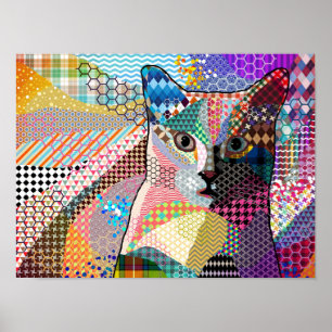 Poster Padrões de múltiplos cores Cat 676